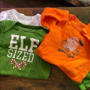 Lot of 3 Like New Onsies Unisex Infant 3 Months Christmas Halloween Animals